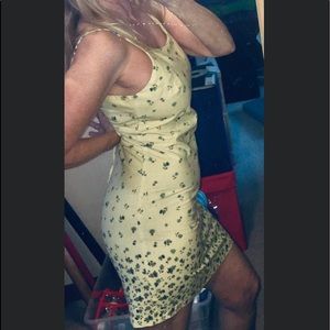 💛💙”Retro” 5 7 9 LIKE NEW “one of a kind”yellow floral  cotton sundress- 0